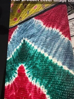 K14 Reversible Twin Kantha Quilt STUNNING!